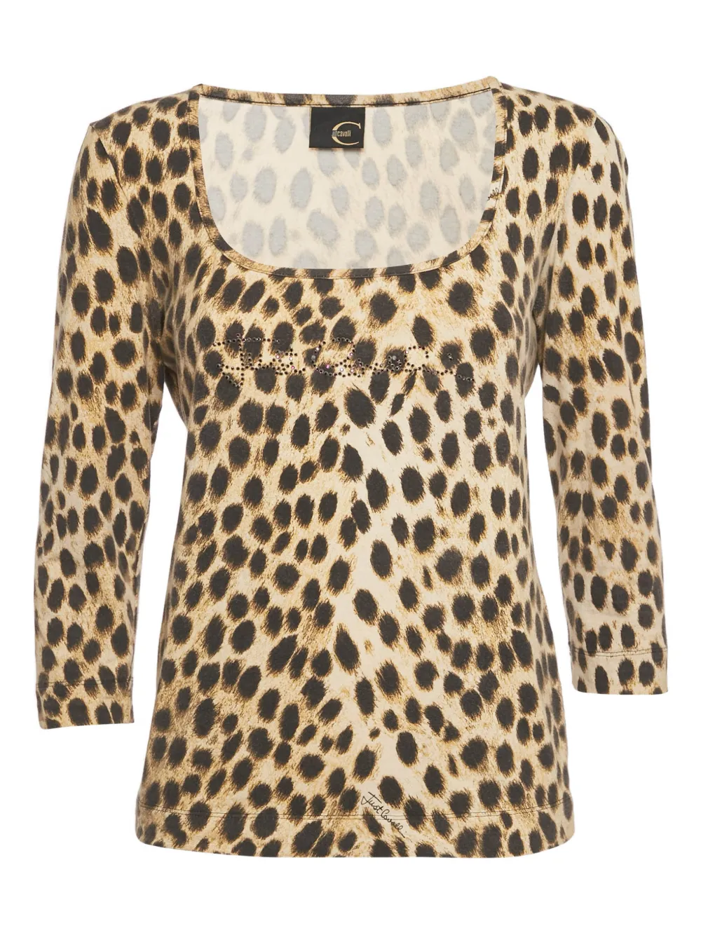 Just Cavalli embellished animal-print top - Nude