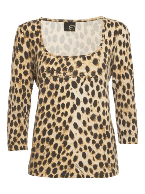 Just Cavalli embellished animal-print top