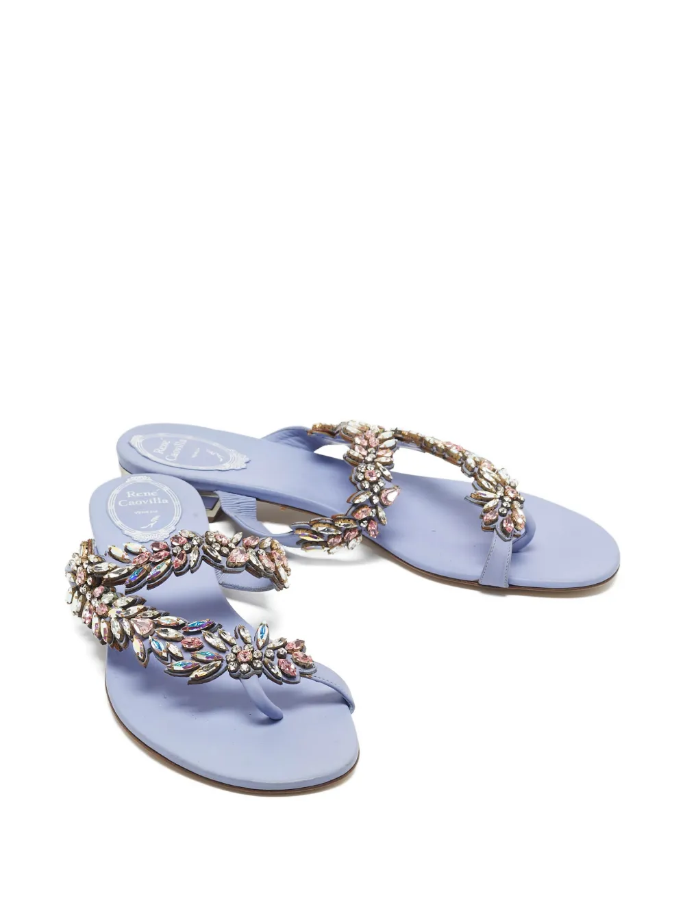 René Caovilla crystal-embellished leather sandals - Blauw