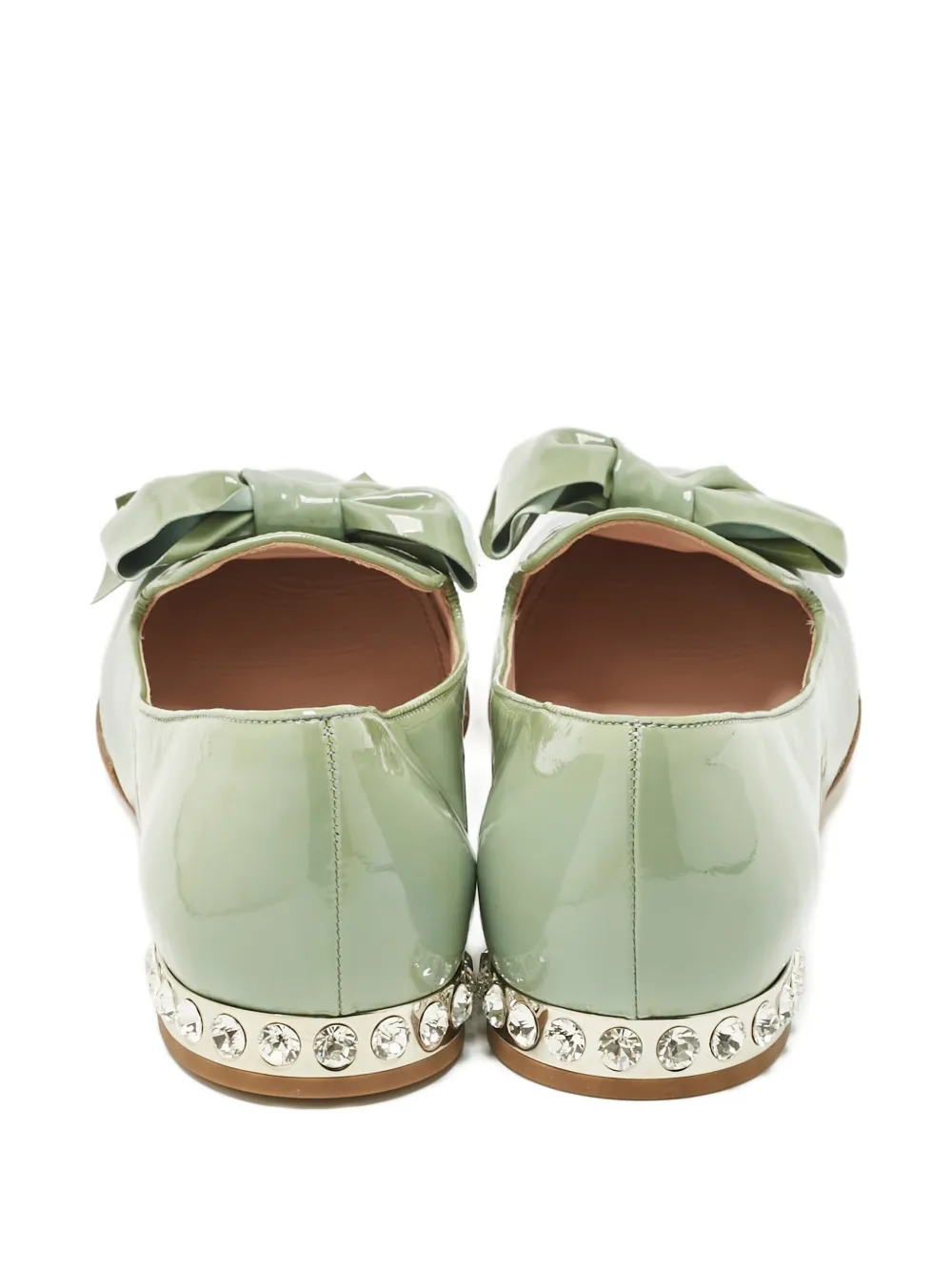 Miu Miu Pre-Owned bow-embellishment ballet flats - Groen