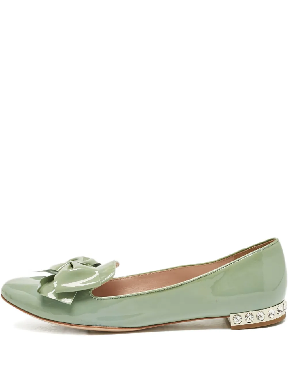 Miu Miu Pre-Owned bow-embellishment ballet flats | Green | Image 1