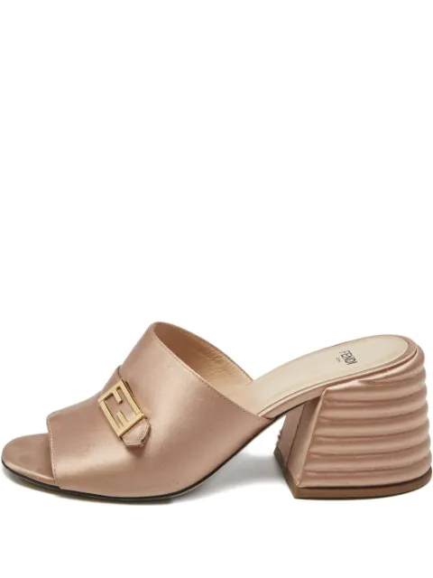Fendi Pre-Owned block-heel logo-detail mules