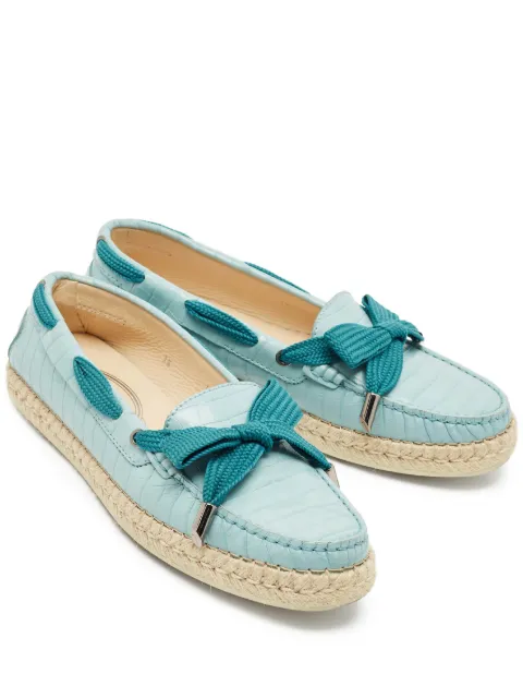Tod's Vintage embossed ribbon loafer espadrille