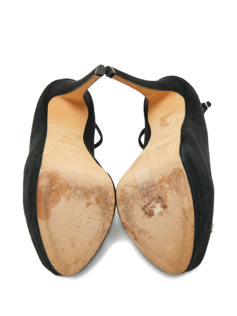 GIUSEPPE ZANOTTI VINTAGE Pre-owned Suede Crystal-embellished Platform Sandals In Black