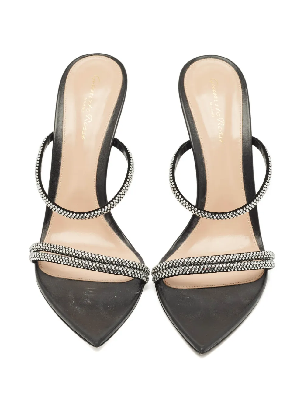 Pre-owned Gianvito Rossi Cannes Crystal-embellishment Sandals In Black