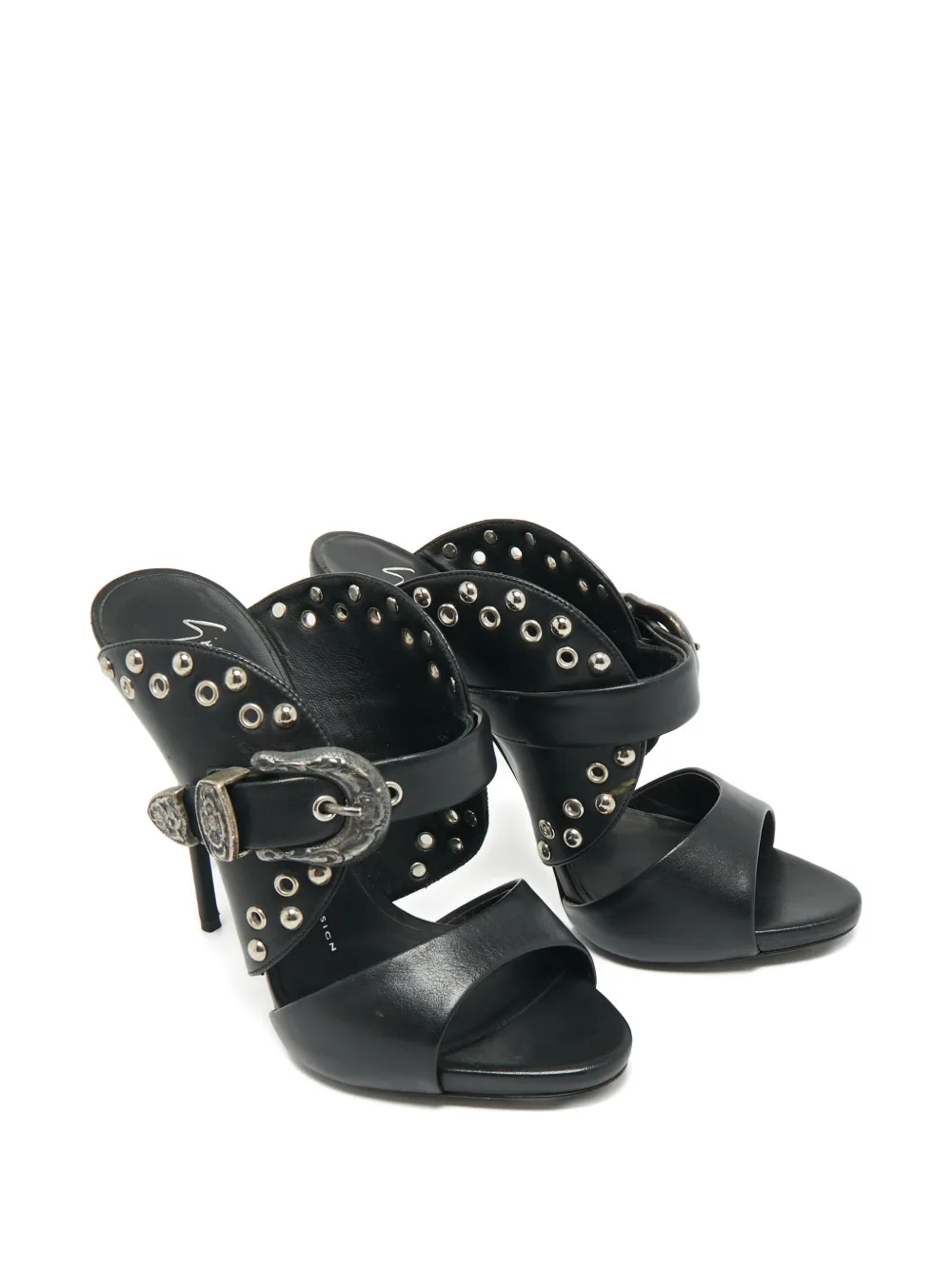 Giuseppe Zanotti buckle studded leather sandals - Zwart