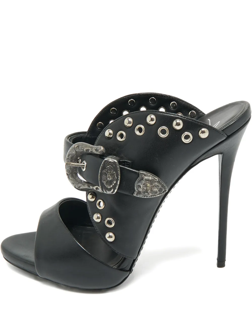Giuseppe Zanotti buckle studded leather sandals - Nero
