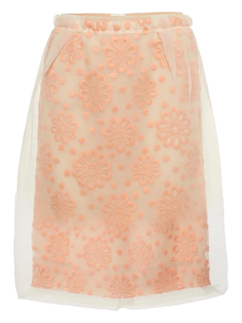 Louis Vuitton Pre-Owned Floral embroidered pencil skirt - Nude