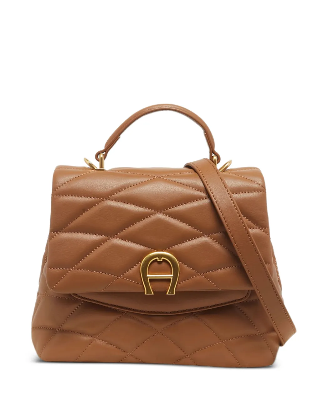 Aigner Kids quilted leather top handle bag - Marrone