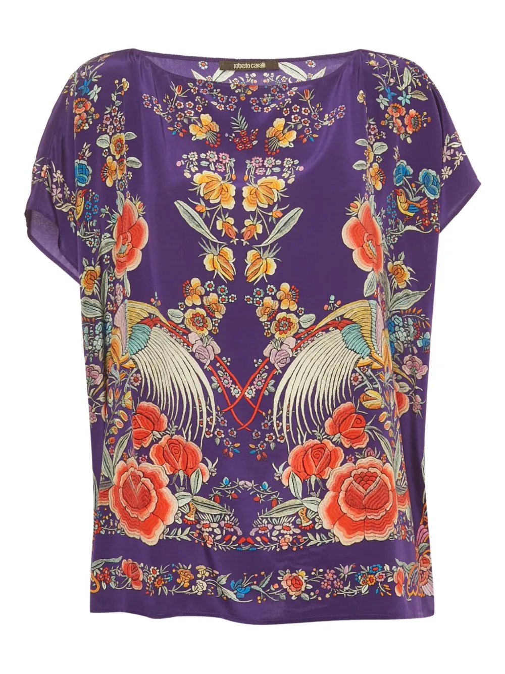 Roberto Cavalli floral-print silk top - Viola