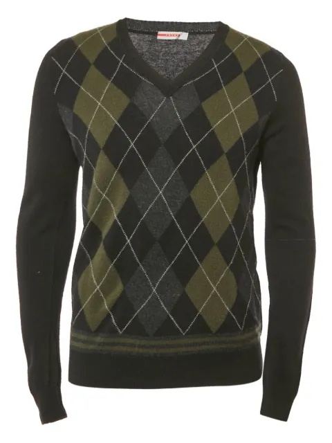 Prada Pre-Owned argyle-pattern V-neck sweater