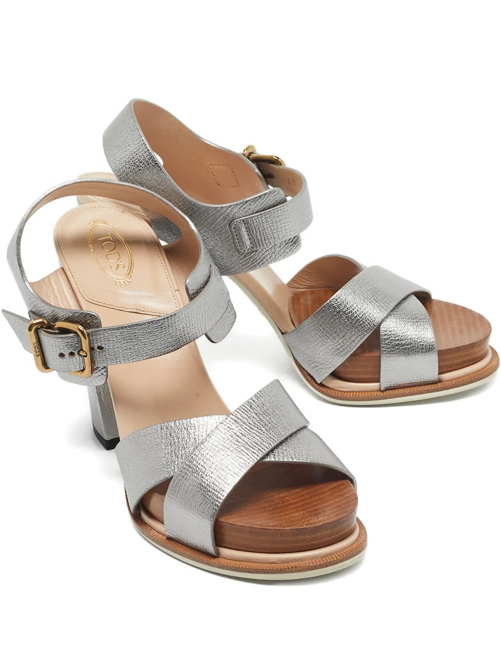 Pre-owned Tod's Ankle-strap Sandals In Silver