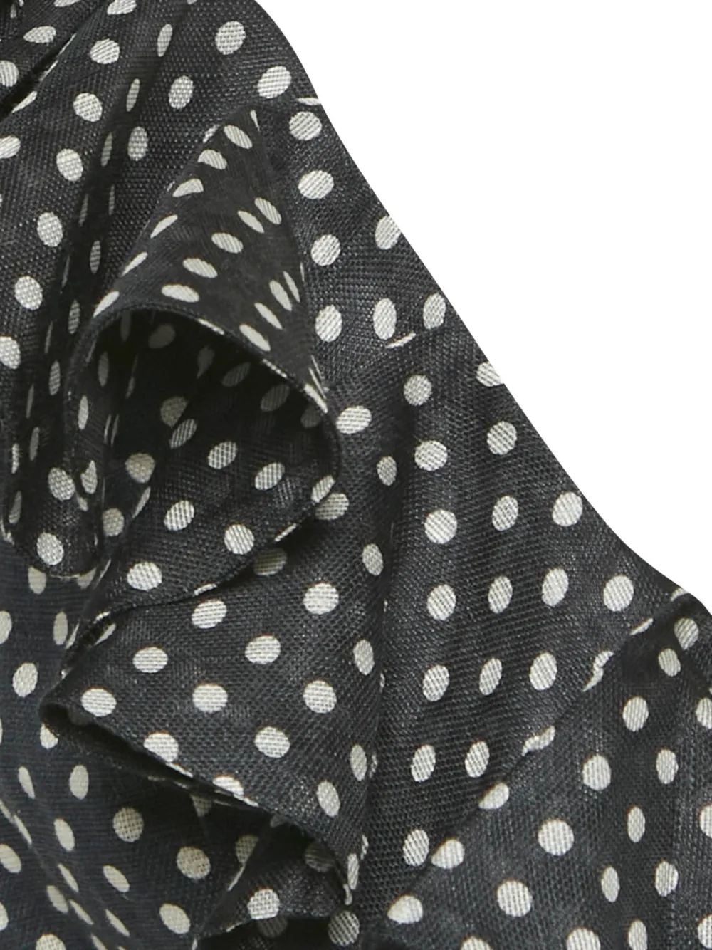 Pre-owned Zimmermann Linen Polka Dot Ruffle Top In Black
