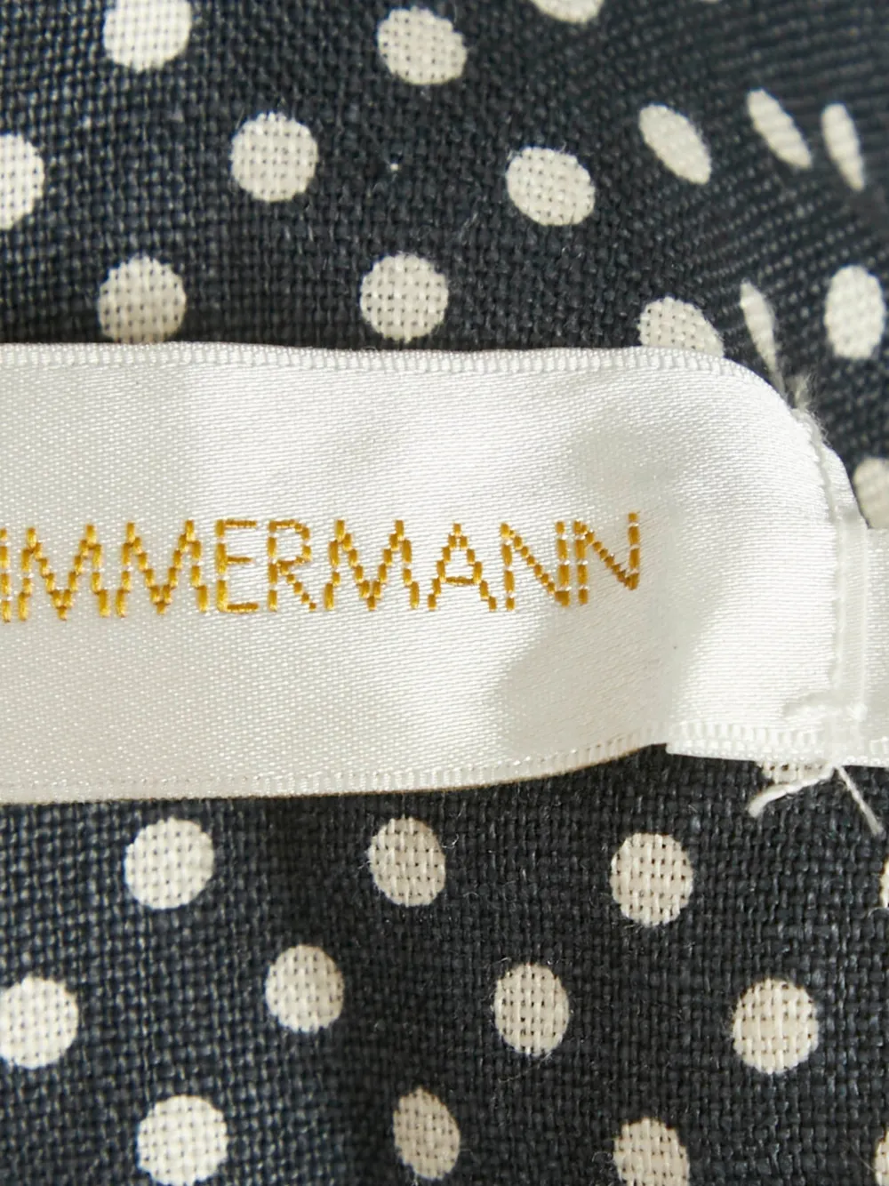 Pre-owned Zimmermann Linen Polka Dot Ruffle Top In Black