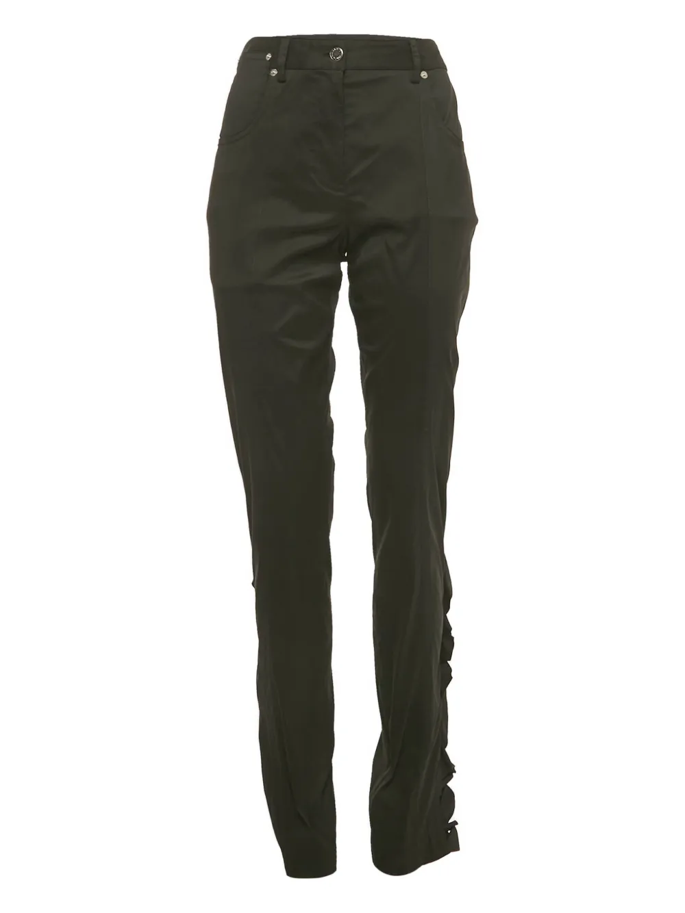 Pre-owned Louis Vuitton Crepe Ruffle Trousers In Black