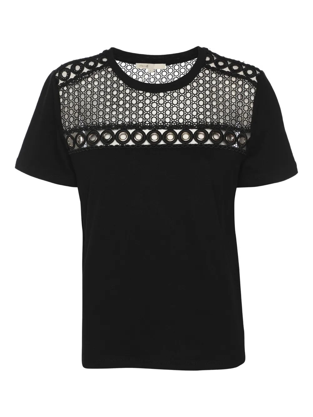 Pre-owned Maje Eyelet T-shirt In Black