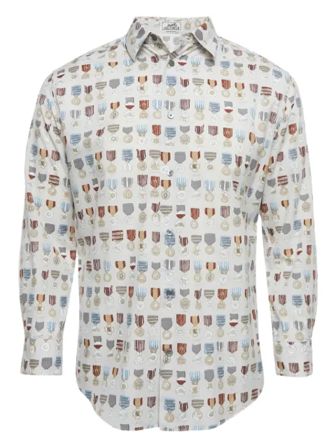 Hermès Pre-Owned medal-print button-down shirt