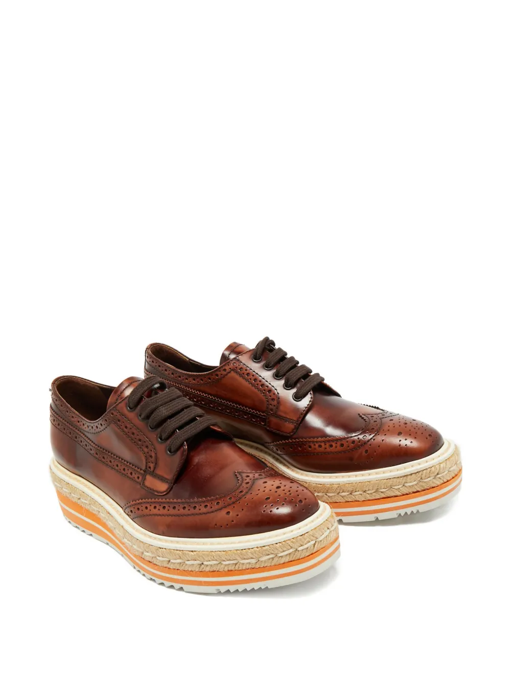 Prada Pre-Owned lace-up leather Oxford shoes - Bruin