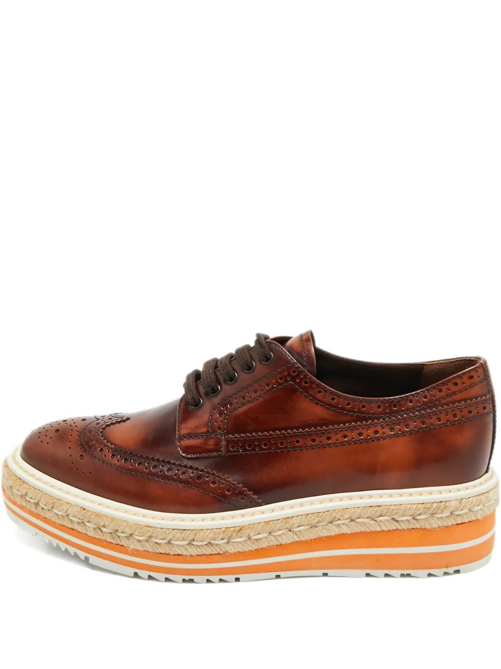 Prada Pre-Owned lace-up leather Oxford shoes - Marrone