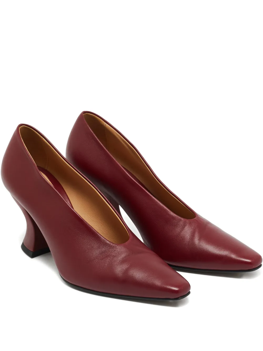 Bottega Veneta Pre-Owned squared-toe leather pumps - Rosso