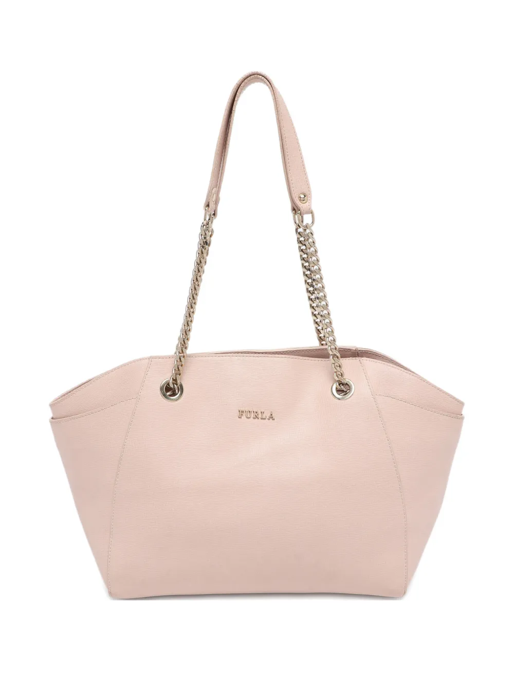 Pre-owned Furla Julia Chain Leather Tote Bag In Pink