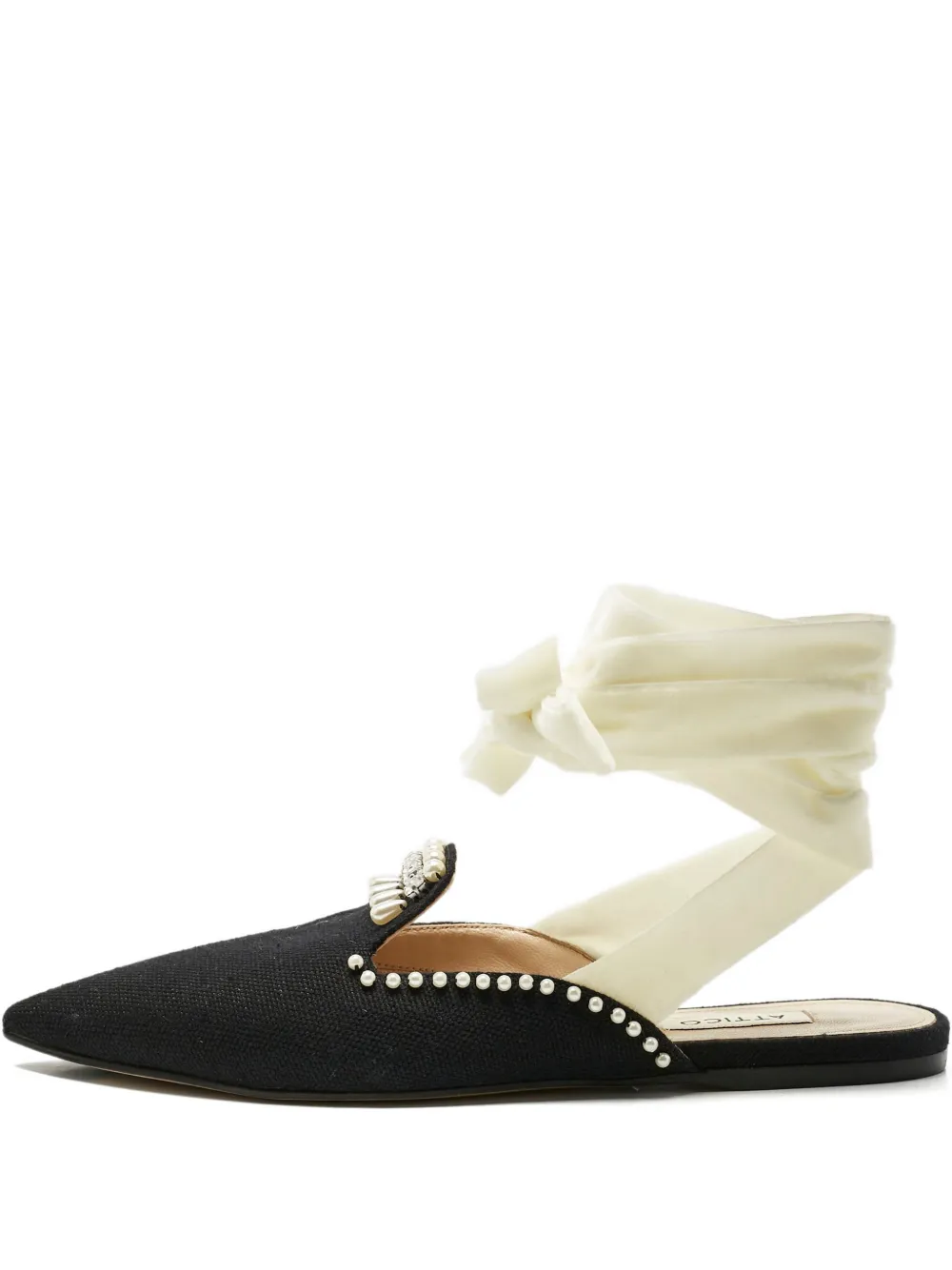 The Attico embellished canvas mules - Nero