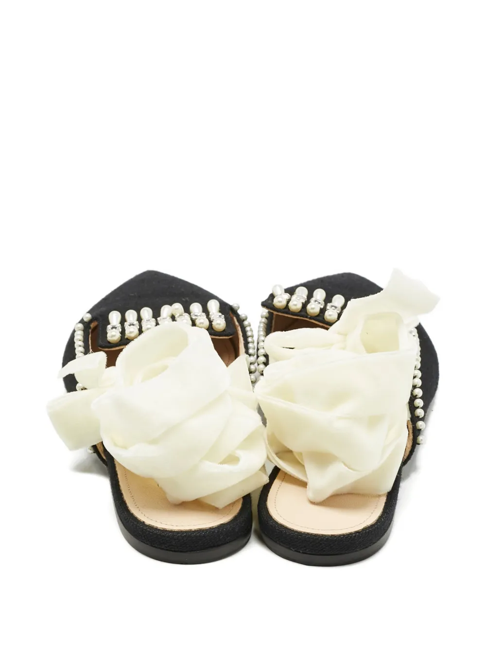 The Attico embellished canvas mules - Zwart