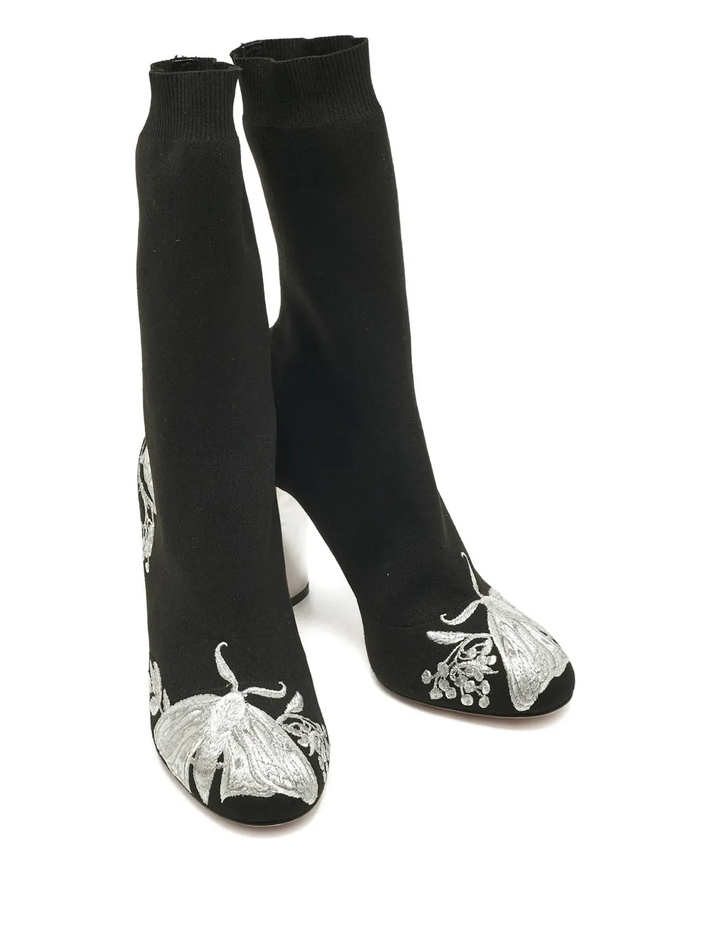 Alexander McQueen Pre-Owned knit embroidered ankle boots 10.5 cm - Zwart