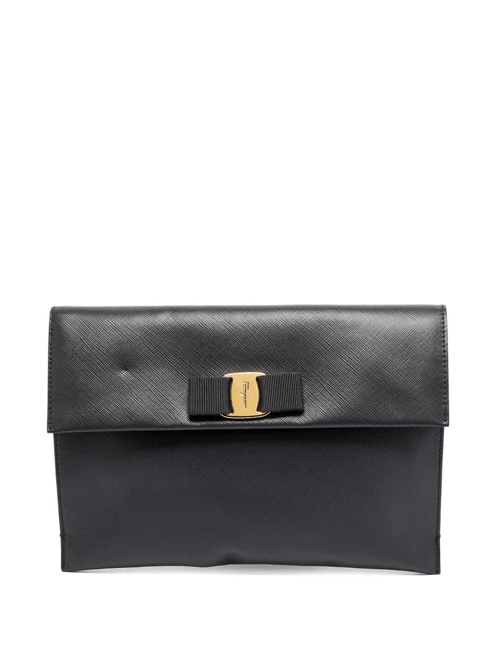 Ferragamo Pre-Owned Vara bow leather clutch bag - Nero