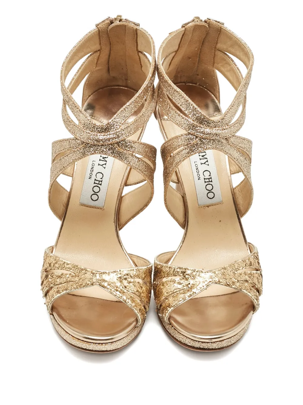 Jimmy Choo Pre-Owned glitter strappy sandals - Goud