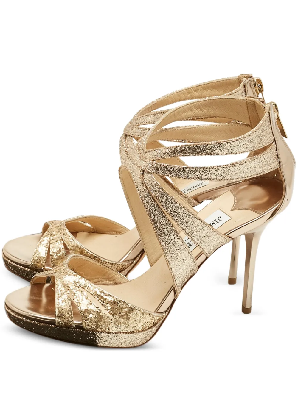Jimmy Choo Pre-Owned glitter strappy sandals - Oro