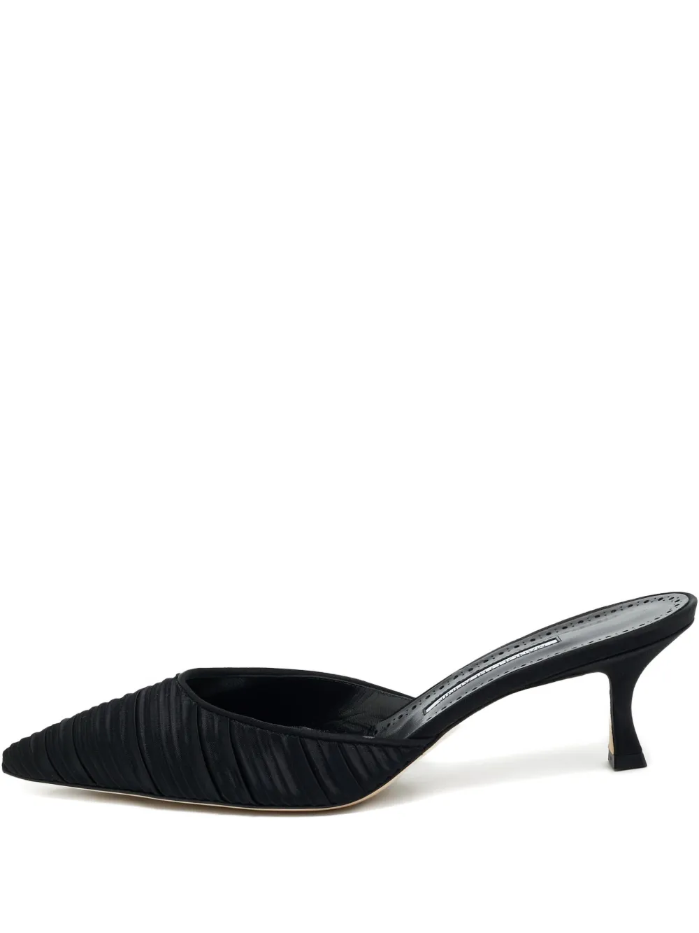 Manolo Blahnik 42 Carolynemu pleated detail mules (11 CM) - Nero