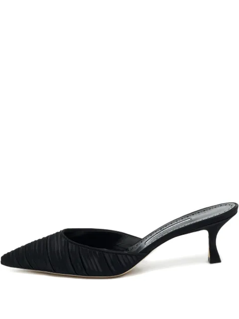 Manolo Blahnik 42 Carolynemu pleated detail mules (11 CM)