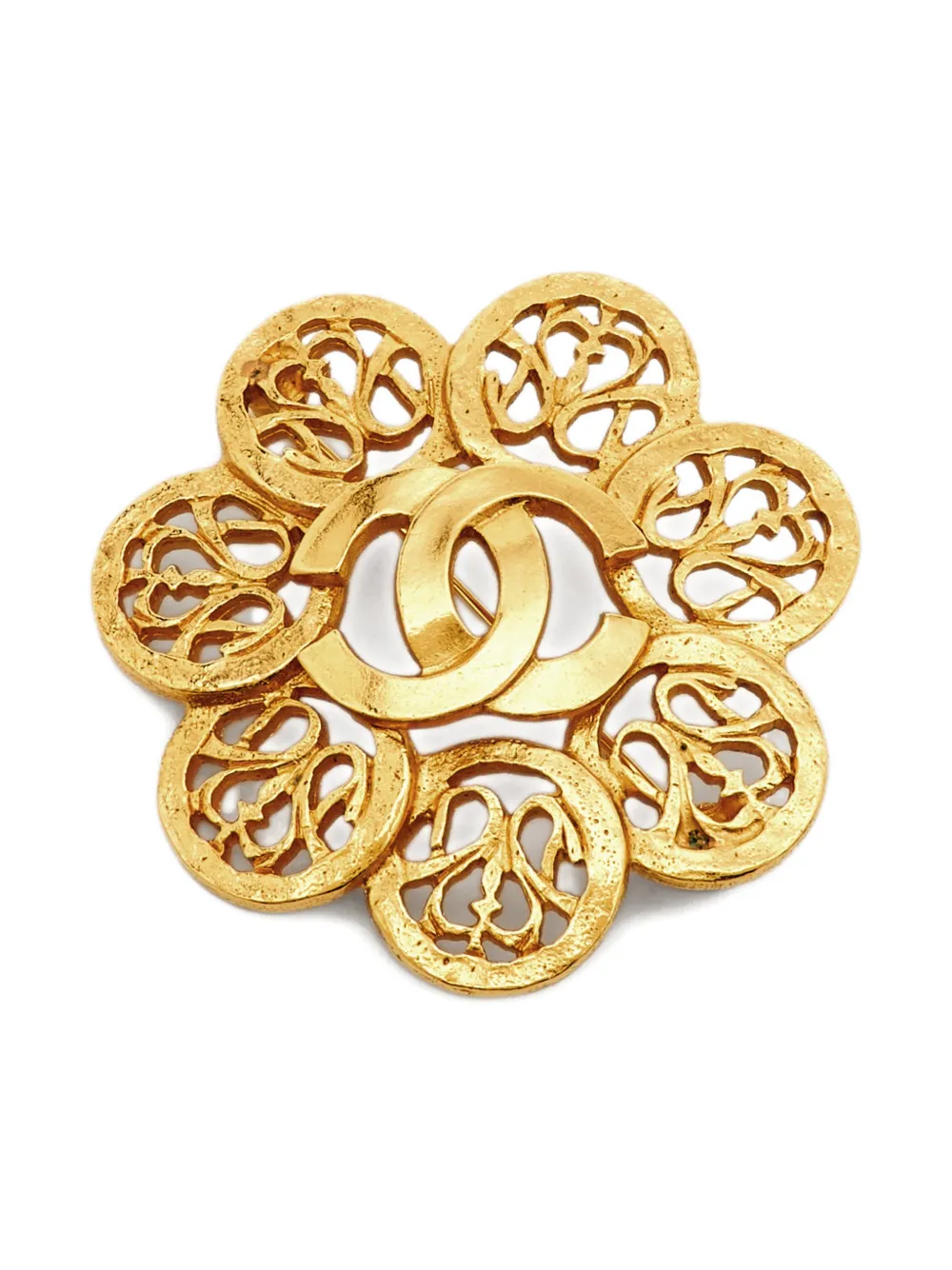 CHANEL Pre-Owned broche ronde à design ouvert - Or