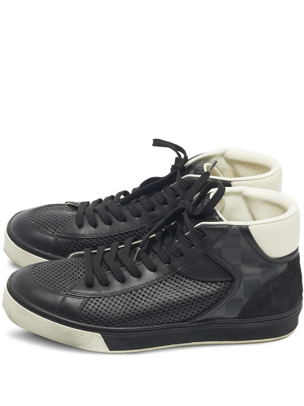 Louis Vuitton Pre-Owned perforated high-top sneakers | Black | Image 1