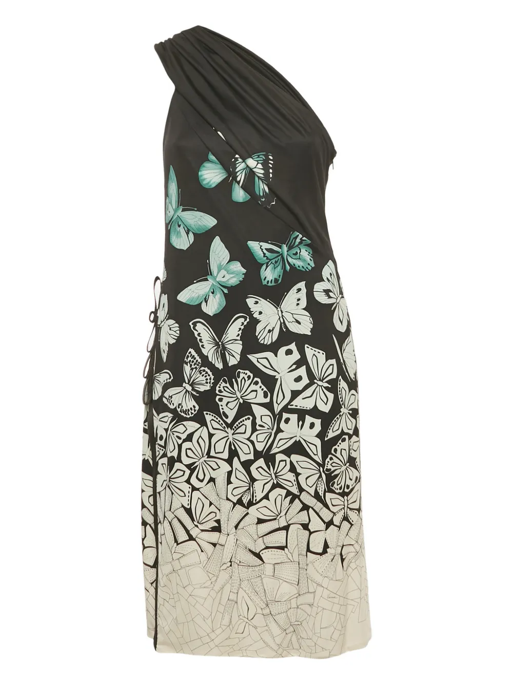 Versace Pre-Owned butterfly-print one-shoulder dress - Nero