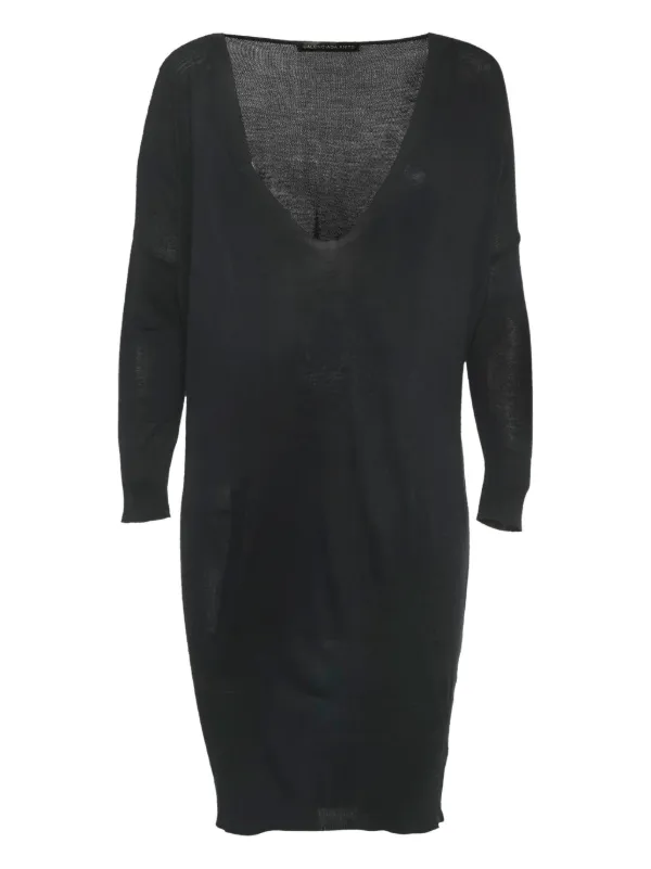 balenciaga knitted dress Pre-Owned V-neck | Black flattering mini dress