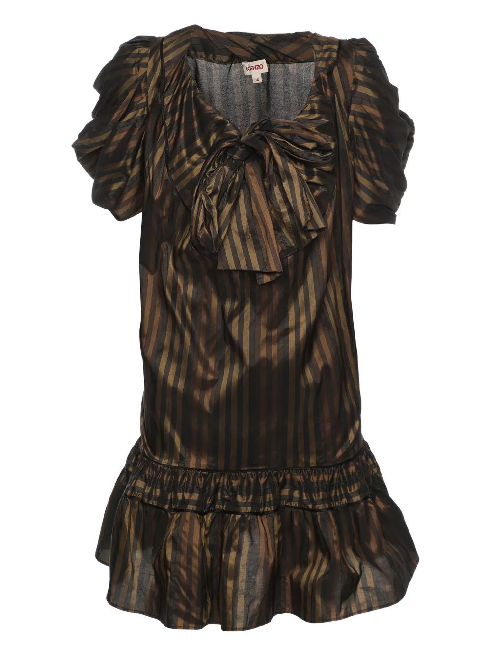 Pre-owned Kenzo Stripe Bow Blouse In Black