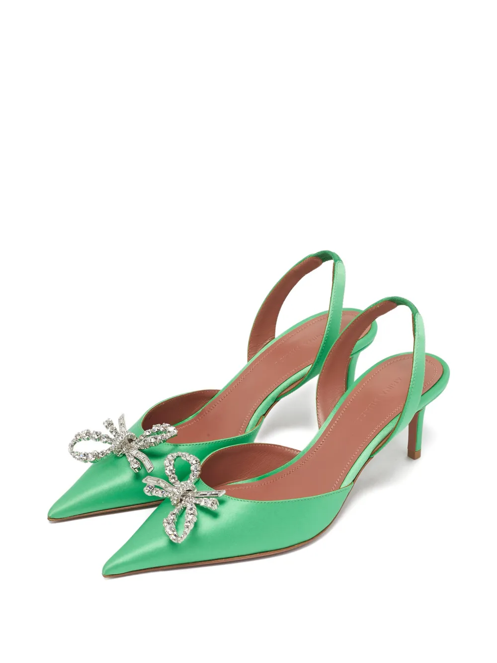 Amina Muaddi Rosie slingback bow pumps - Groen