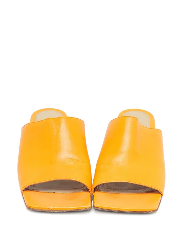 Bottega Veneta Pre-Owned square-toe Mules | Orange | FARFETCH SG