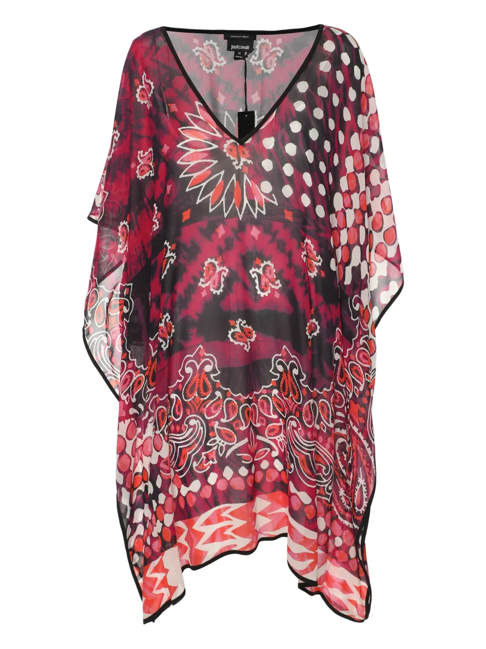 Just Cavalli Kaftan mit Chiffonmuster - Rot