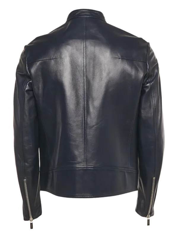 Christian Dior Pre-Owned zip-up Leather Jacket | Blue | FARFETCH ID