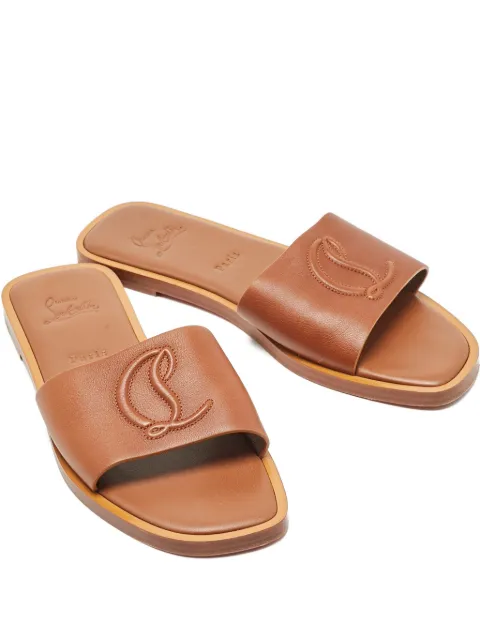 Christian Louboutin Pre-Owned CL embossed leather flat sandals