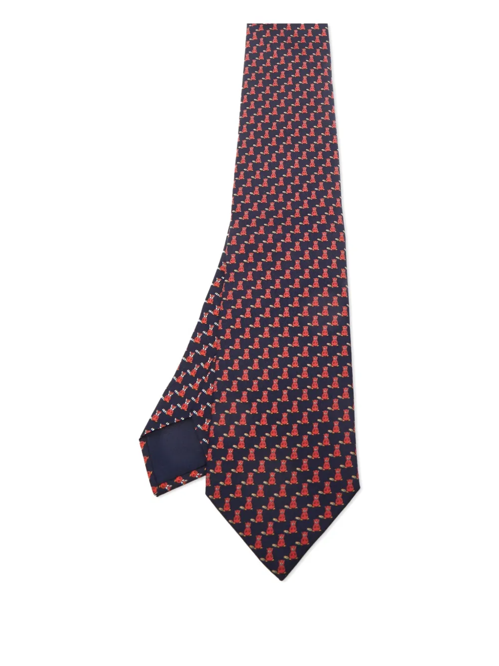 Hermès Pre-Owned silk seal fox print tie | azul | Image 1
