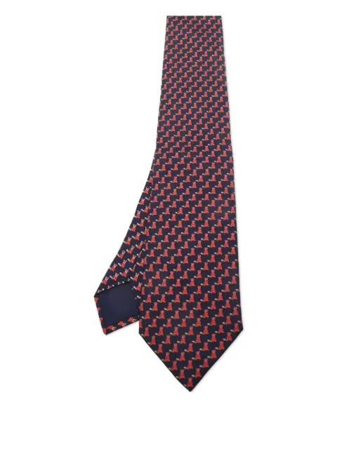 Hermès Pre-Owned silk seal fox print tie