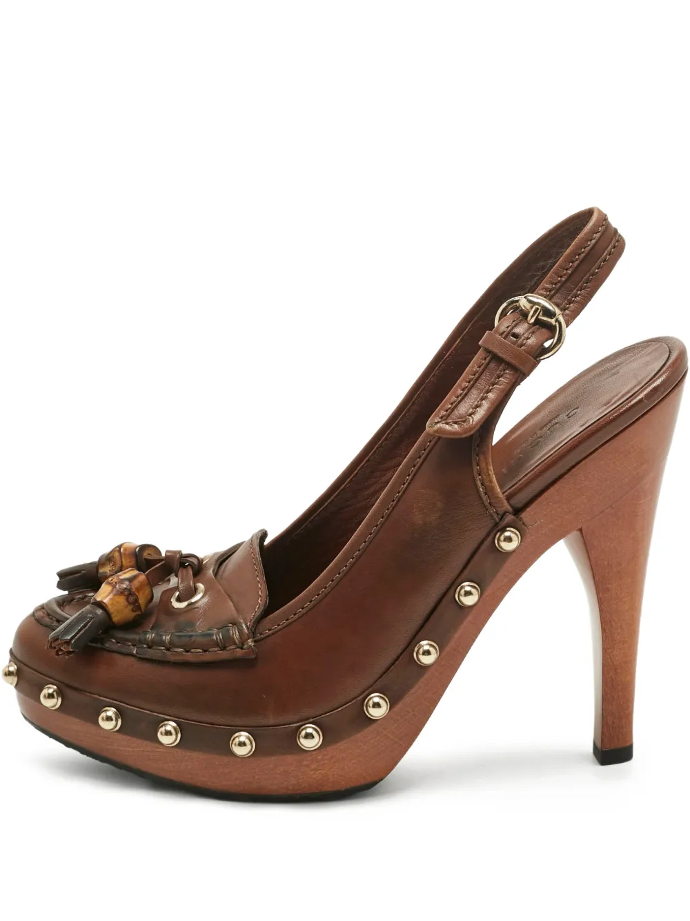 Gucci Pre-Owned leather slingback pumps - Braun