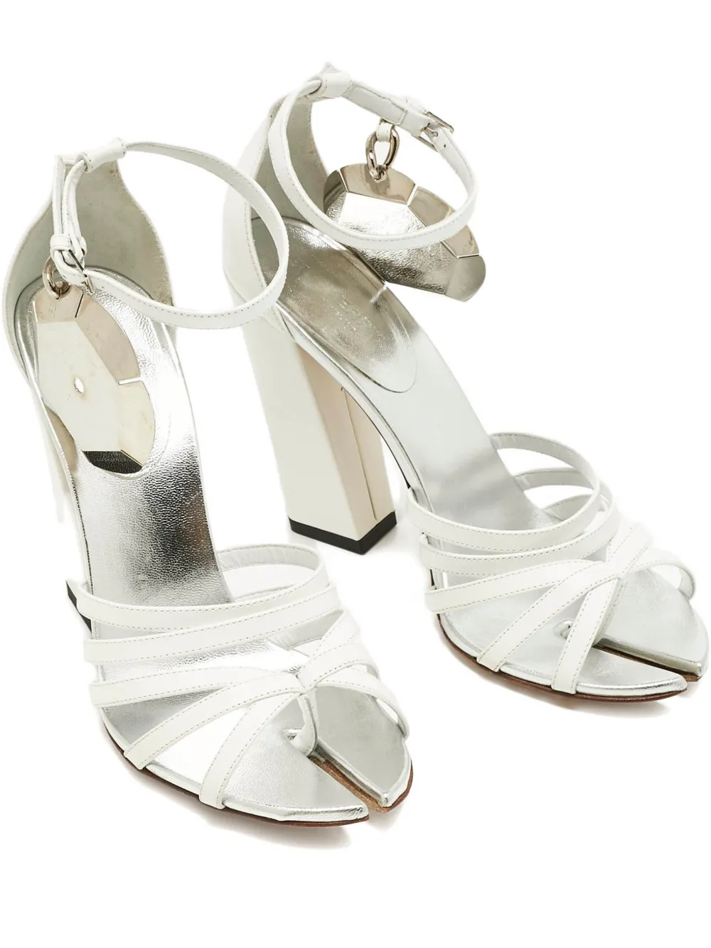 Burberry Pre-Owned split-toe ankle-strap heeled sandals – White