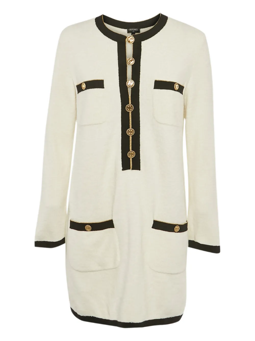 CHANEL Pre-Owned long-sleeve patch-pocket dress - Toni neutri