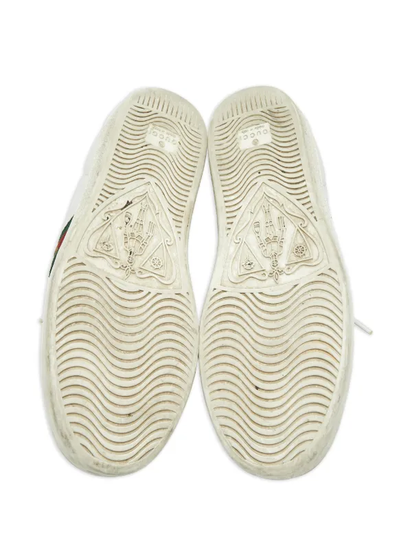 GUCCI スニーカー ホワイト ビー 刺繍 Gucci Pre-Owned エース ビー レザースニーカー | ホワイト | FARFETCH JP