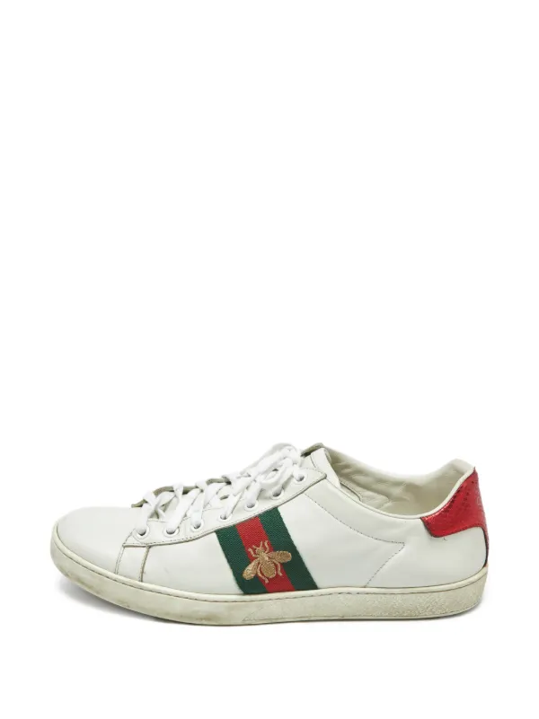 Gucci Pre-Owned エース ビー レザースニーカー | ホワイト | FARFETCH JP